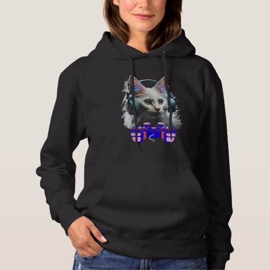 Türkisches Angora Cat Player Tiervideospiel Hoodie (Vorderseite)
