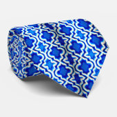 Türkisches blaues Fliesen-Muster Krawatte (Gerollt)