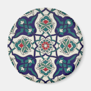 Türkisches blaues Keramik-Blumenmuster Magnet
