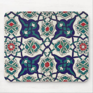 Türkisches blaues Keramik-Blumenmuster Mousepad