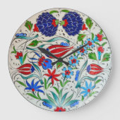Türkisches Blumendesign Große Wanduhr (Vorderseite)