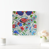 Türkisches Blumendesign Quadratische Wanduhr (Zuhause)