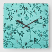Türkisches Blumenmuster Quadratische Wanduhr (Vorderseite)