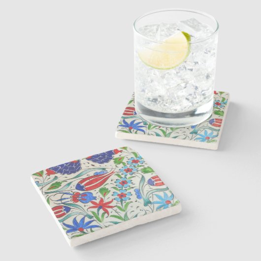 Türkisches Blumenmuster Steinuntersetzer (Seitenansicht)