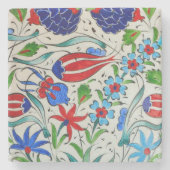 Türkisches Blumenmuster Steinuntersetzer (Vorderseite)