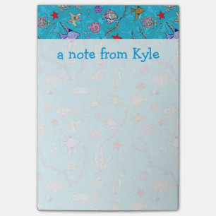 Türkisches Fischmuster  Name hinzufügen Post-it Klebezettel