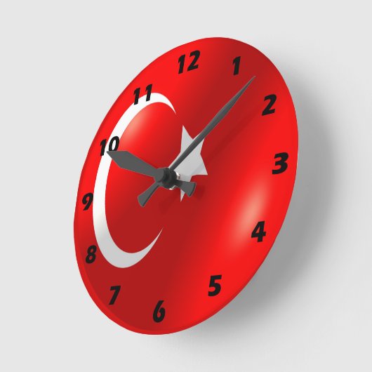 Türkisches Flag-Design Runde Wanduhr (Winkel)