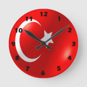 Türkisches Flag-Design Runde Wanduhr (Vorderseite)