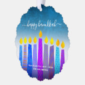 Türkisches Foto Hanukkah Menorah Candles Moderne Ornament Karte (Links)