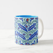 Türkisches GrenzTürkis-Blau-Fliesen-Muster Zweifarbige Tasse (VorderseiteRechts)