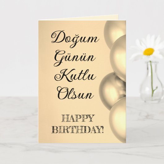 Türkisches Happy Birthday Doğum Günün Kutlu Olsun Karte (Kleine Pflanze)