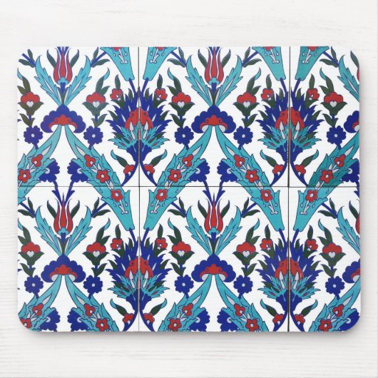 Türkisches Iznik-Blumenmuster Mousepad (Vorne)