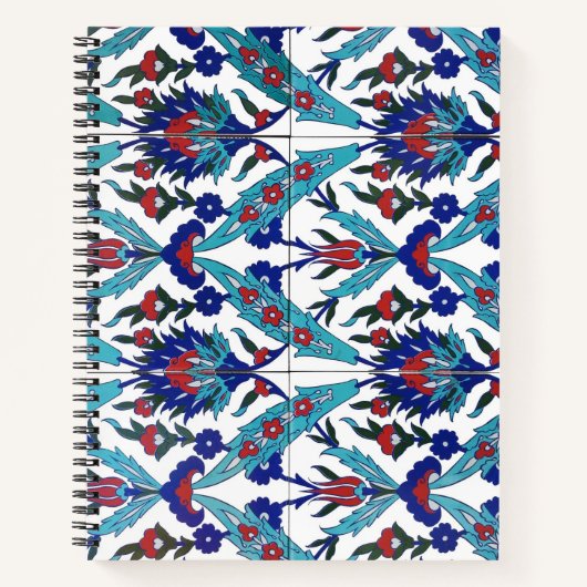 Türkisches Iznik-Blumenmuster Notizblock (Vorderseite)