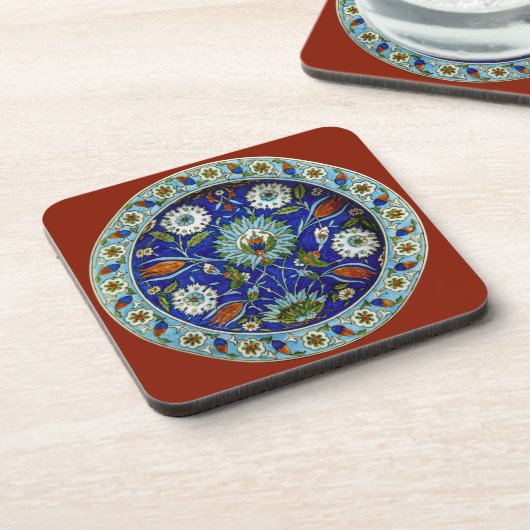 Türkisches Iznik Blumenmuster Tabletop Getränkeuntersetzer (Linke Seite)