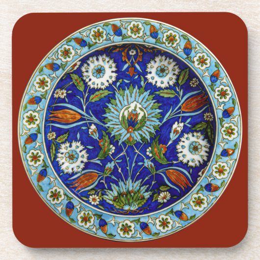 Türkisches Iznik Blumenmuster Tabletop Getränkeuntersetzer (Vorderseite)