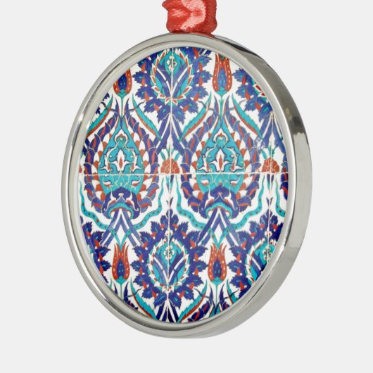 Türkisches Iznik Osmane-Blumenmuster-Muster Silbernes Ornament (Links)