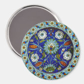 Türkisches Iznik Symmetrische Blume Motif-Muster Magnet (Vorderseite/Rückseite)