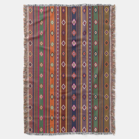 Türkisches Kilim Pattern farbenfrohe Tribal Decke (Vorderseite Vertikal)
