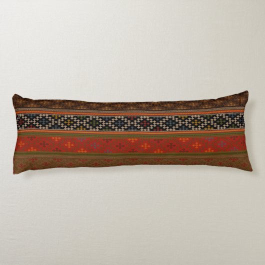 Türkisches Kilim Pattern farbenfrohe Tribal Seitenschläferkissen (Rückseite)