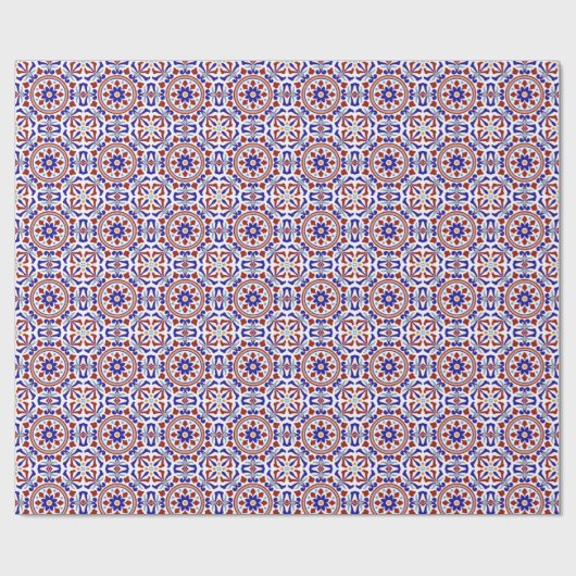 Türkisches Kunstwerk Red Blue White Design Geschenkpapier (Flach)