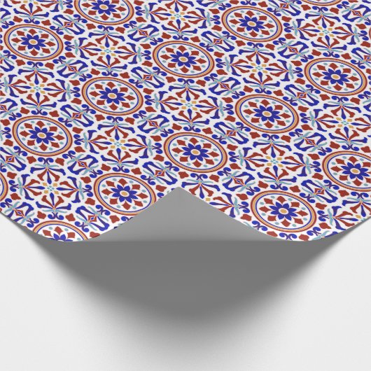 Türkisches Kunstwerk Red Blue White Design Geschenkpapier (Ecke)