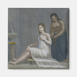 Türkisches Mädchen, ihr Haar flechten lassend in Magnet