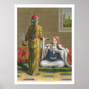 Türkisches Mädchen, Kaffee auf dem Sofa, 18. Cent Poster