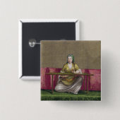 Türkisches Mädchen, stickend, 18. Jahrhundert Button (Vorne & Hinten)