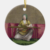 Türkisches Mädchen, stickend, 18. Jahrhundert Keramikornament (Vorne)