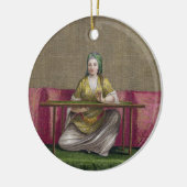 Türkisches Mädchen, stickend, 18. Jahrhundert Keramikornament (Links)