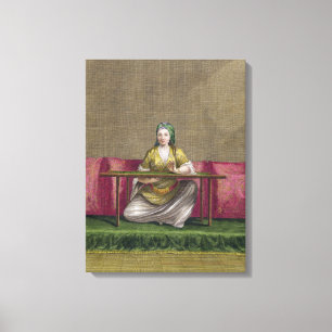 Türkisches Mädchen, stickend, 18. Jahrhundert Leinwanddruck