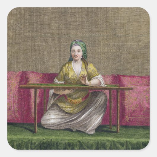 Türkisches Mädchen, Stickerei, 18. Jahrhundert (Gr Quadratischer Aufkleber (Vorderseite)