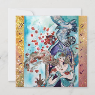 TÜRKISCHES MÄRCHEN ,hellrot blau gelb glänzend Einladung