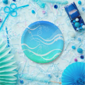 Türkisches Meer Weißer Wirbel Teller (Party)