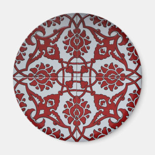 Türkisches rotes Keramik-Blumenmuster Magnet