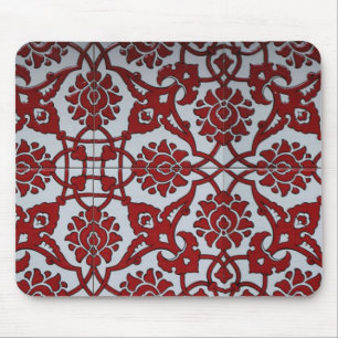 Türkisches rotes Keramik-Blumenmuster Mousepad