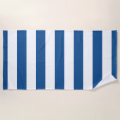 Türkisches Seeblaues weißes gestreiftes Muster Strandtuch (Vorderseite)