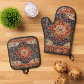 Türkisches Teppichmuster aus Oriental Ofenhandschuh & Topflappen-Set (Oben Unten)