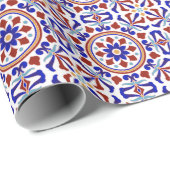 Türkisches traditionelles Tile Art Blue Red White Geschenkpapier (Rolleneckpunkt)
