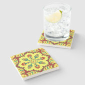 Türkisches Tulpemuster der Osmane im Rot und im Steinuntersetzer (Seitenansicht)