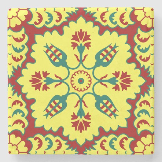 Türkisches Tulpemuster der Osmane im Rot und im Steinuntersetzer (Vorderseite)