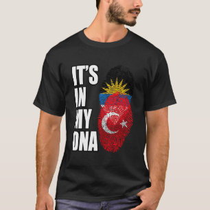 Türkisches und antiguanisches Mischerbe-DNA-Flagge T-Shirt