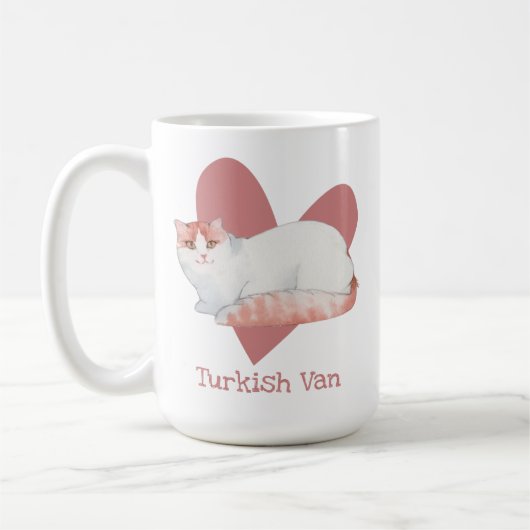 Türkisches Van Cat Wassercolor Kitty Pink Herz Kaffeetasse (Links)