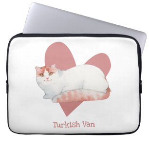 Türkisches Van Cat Wassercolor Kitty Pink Herz Laptopschutzhülle