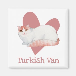 Türkisches Van Cat Wassercolor Kitty Pink Herz Magnet