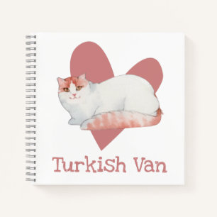 Türkisches Van Cat Wassercolor Kitty Pink Herz Notizblock