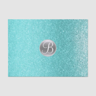 Türkise Aqua Glitter Funkel Glam Monogramm Anfangs Seidenpapier