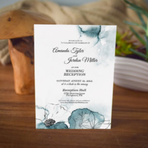 Türkise Aquarell-Skizze Hochzeitsempfang Einladung