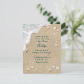 Türkise Beach Waves Bat Mitzvah Empfang Einladung (Stehend Vorderseite)