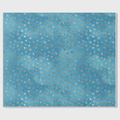Türkise Blue Gold Stars Geschenkpapier (Flach)
